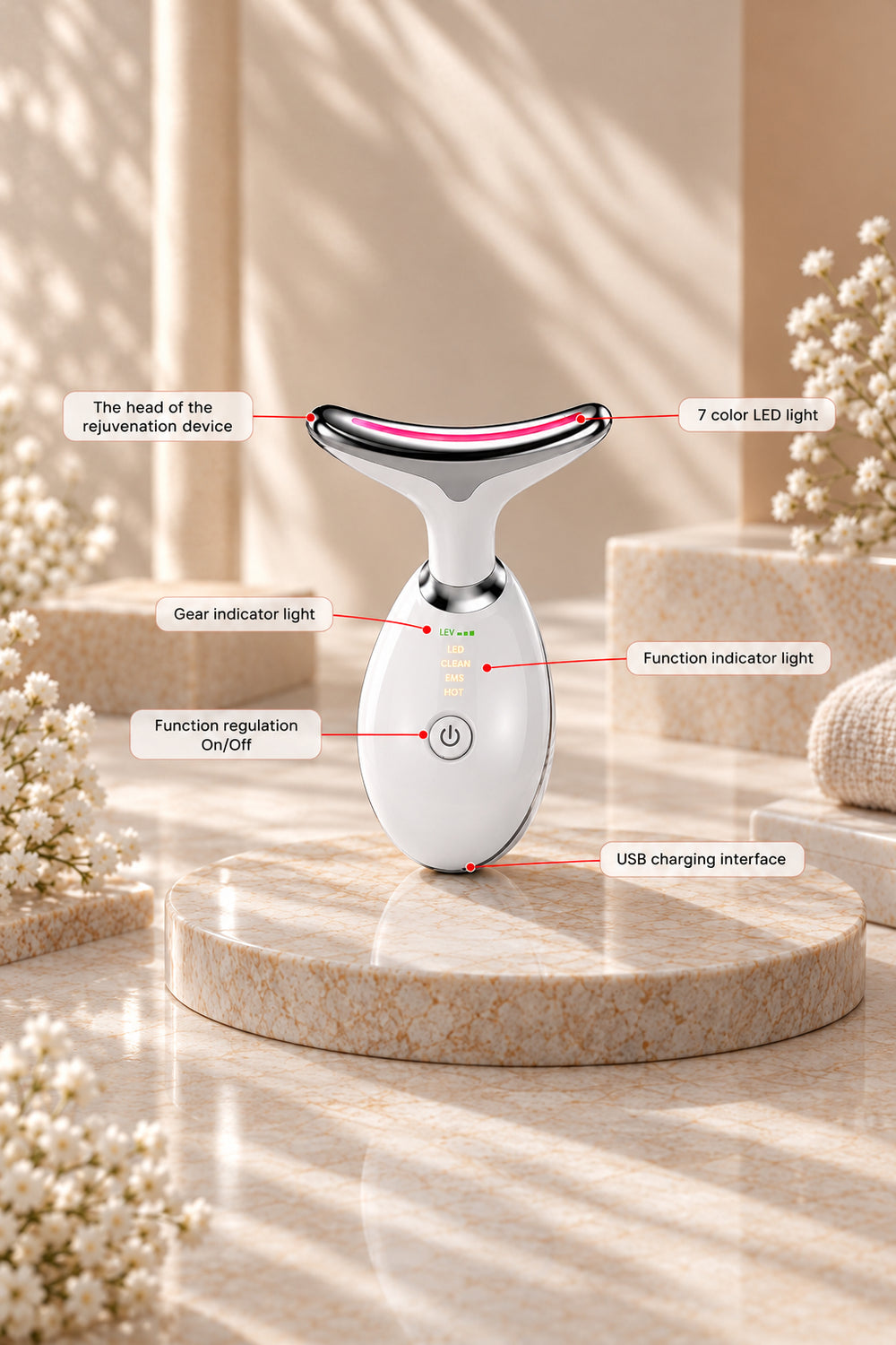 7-Color LED Face & Neck Beauty Device